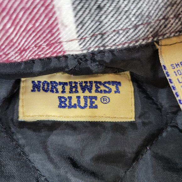 Vintage Northwest Blue Mens Jacket M Red Black Plaid Quilt Lined Flannel Shacket - Picture 6 of 16